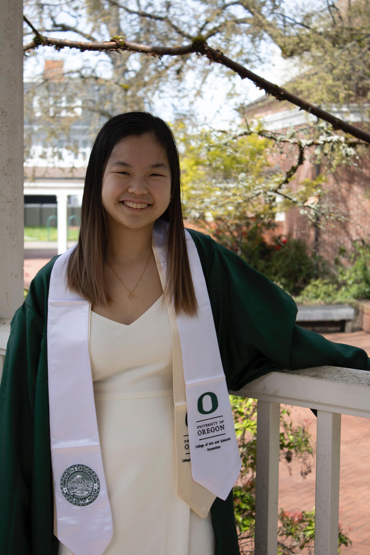 Sophia Bird in graduation gown.